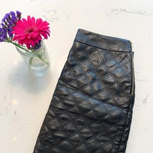 Banana Republic quilted leather mini skirt